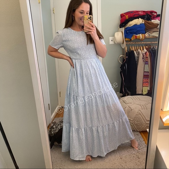 Zattcas Blue White Leopard Animal Cheetah Print Smocked Maxi Dress Comfy Medium - Picture 4 of 11